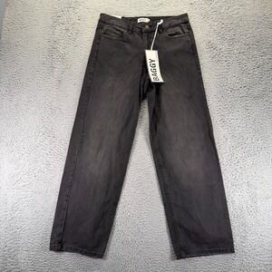 Refuge Jeans Womens 3 Black Cotton Denim Straight Baggy Low-Rise Workwear Faded